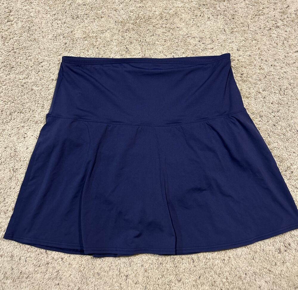Lands End 20W Swim Skirt Tummy Control Bottoms Built-in Briefs Navy Blue G26
